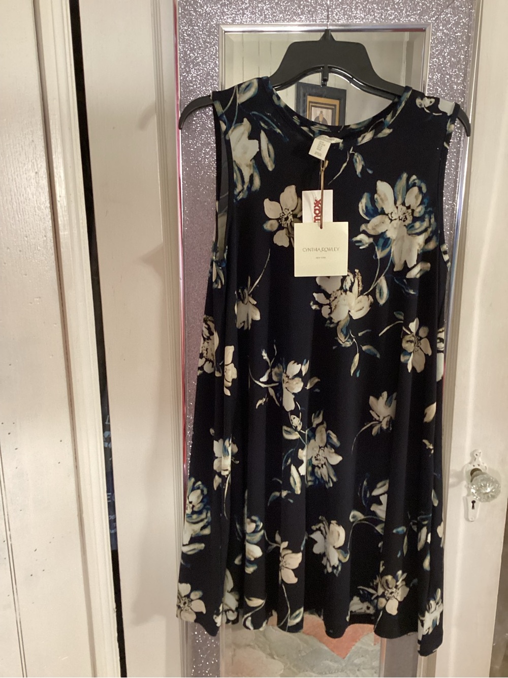 Crown & Ivy Navy Floral Sleeveless Swing Dress